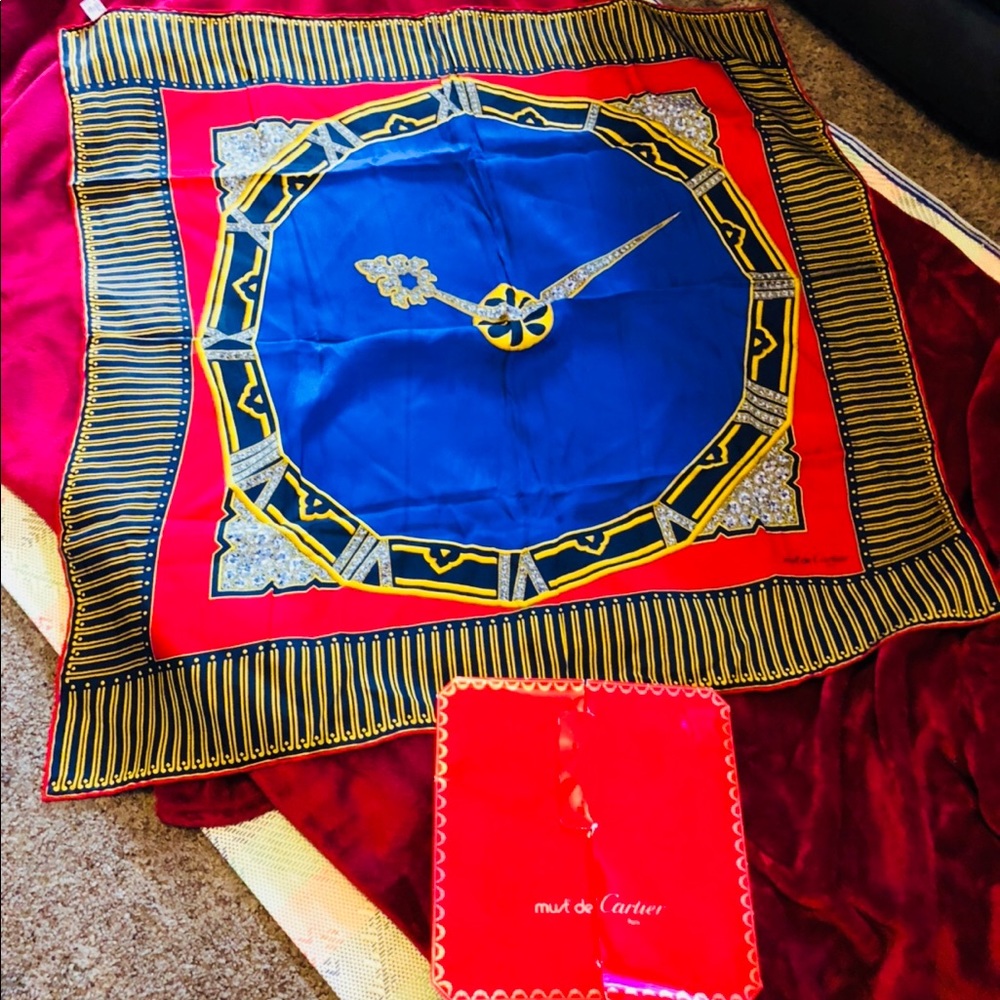 Authentic Must De Cartier 100%Silk Scarf - Picture 7 of 8